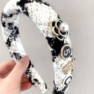 RESERVED FOR @daniella185 Elegant Black and White Tweed Headband
